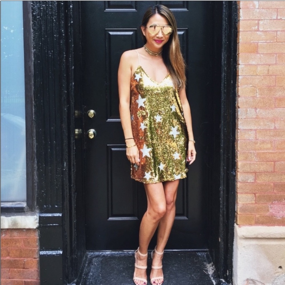 Gold Star Spangeled Sequin Mini dress